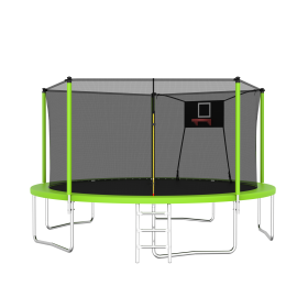 14 FT Trampoline ,Sports Fitness Trampolines With Enclosure Net, Recreational Trampolines For Outdoor Indoor (Option: Green)