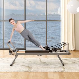 Pilates core bed, foldable home high quality, yoga studio same commercial fitness equipment, black (Color: as Pic)